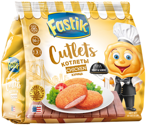 Fastik Chicken Cutlets: Seasoned chicken cutlets, 1 LB (454 g) bag