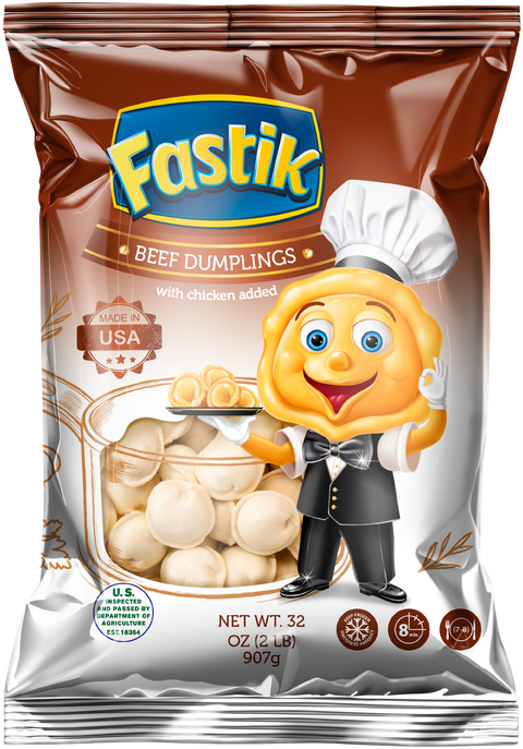 Fastik BIG Beef Dumplings: Beef Pelmeni, bigger bite, 2 LB (907 g) bag