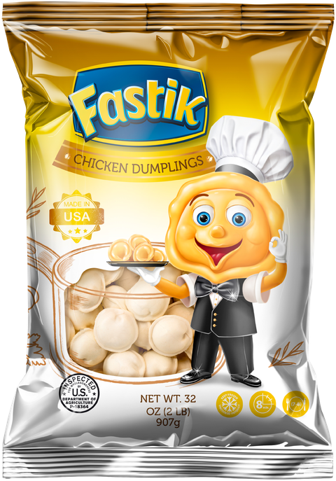 Fastik BIG Chicken Dumplings: Chicken Pelmeni, bigger bite, 2 LB (907 g) bag