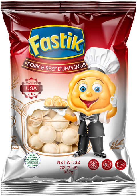Fastik BIG Siberian Dumplings: Pork & Chicken Pelmeni, bigger bite, 2 LB (907 g) bag