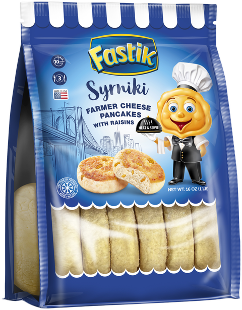 Fastik Syrniki with Raisins: Farmer's Cheese Pancakes with Raisins, 1 LB (454 g) bag