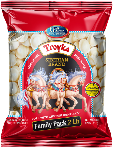 Troyka Siberian Dumplings: Pork & Chicken Pelmeni, 2 LB (907 g) bag