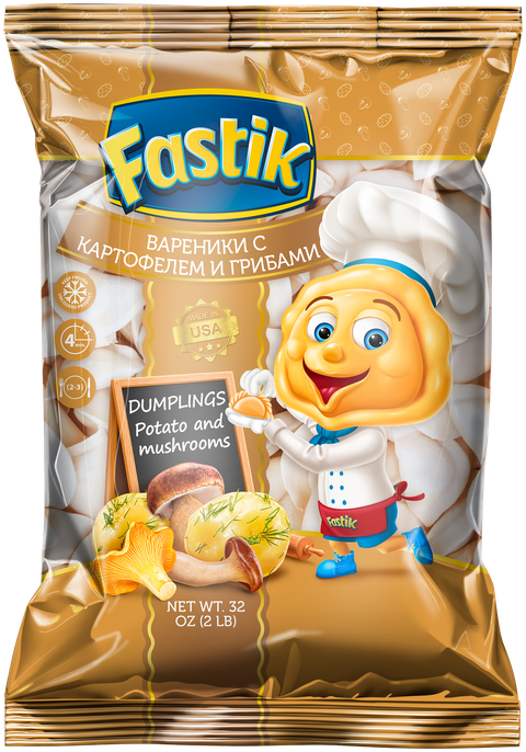 Fastik Potato & Mushroom Pierogies: Potato & Mushroom Vareniki, 2 LB (907 g) bag